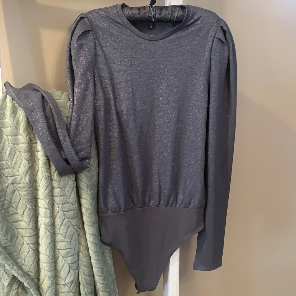 Express Top/ Bodysuit Dark Gray metallic XS